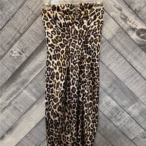 Cache Brown and Black Strapless Dress Evening Leopard Print Nightclub Attire